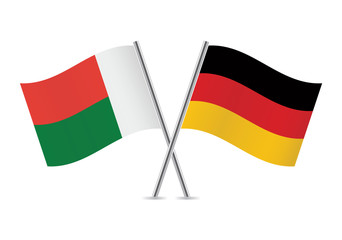 German and Madagascar flags. Vector illustration.