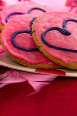 Valentines Day - pink cookies and cupcakes with hearts