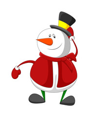 Funny Fat Snowman Character Dancing