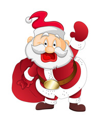 Happy Santa Claus with Gift Bag