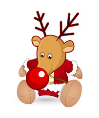 Happy Christmas Reindeer Toy Vector