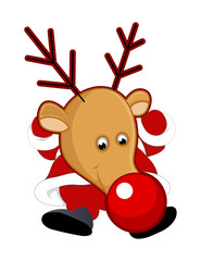 Funny Reindeer Santa Character