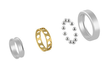 Disassembled metal bearing with attrition