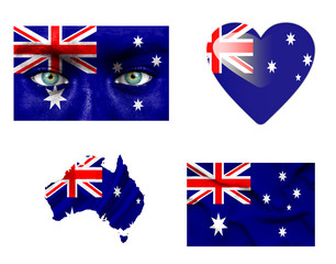 Set of various Australia flags