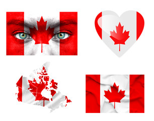 Set of various Canada flags