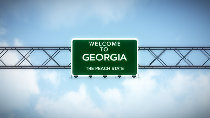 Georgia USA State Welcome to Highway Road Sign - obrazy, fototapety, plakaty