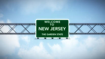 New Jersey USA State Welcome to Highway Road Sign - obrazy, fototapety, plakaty