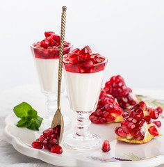 pannacotta  with pomegranate jelly anate syrup
