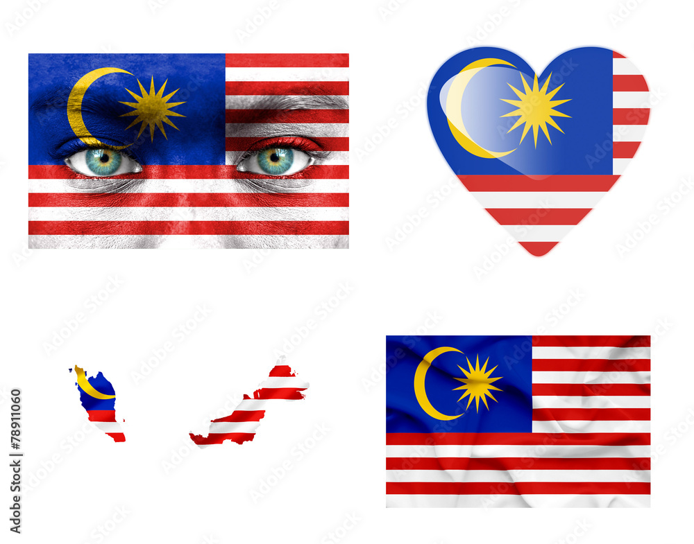 Wall mural set of various malaysia flags