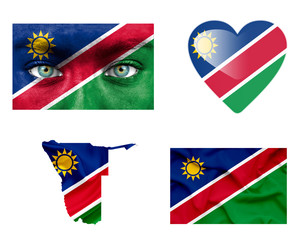Set of various Namibia flags
