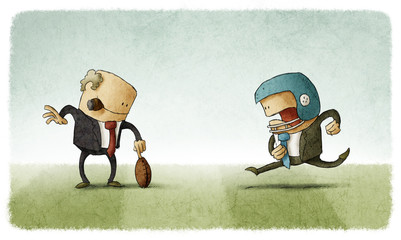 Chief help an employee to hit the ball © JrCasas