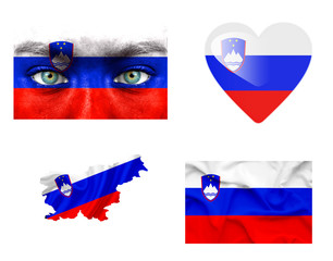 Set of various Slovenia flags