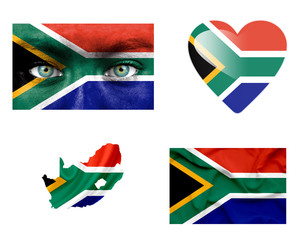 Set of various South Africa flags