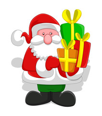 Old Santa Claus Holding Gift Boxes