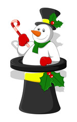 Happy Mgician Snowman in Hat