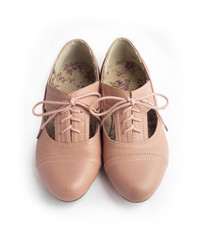 Pair of female shoe on white background