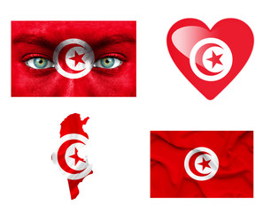 Set of various Tunisia flags