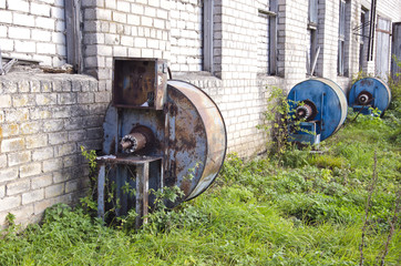 old derelict electric engine for grain storage ventilator