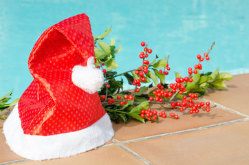 Christmas decorations in the pool