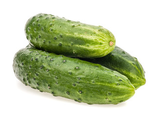 bunch of fresh cucumber isolated on white