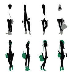 Black silhouettes of men and women