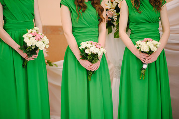 Bridesmaids on wedding party of their best friend