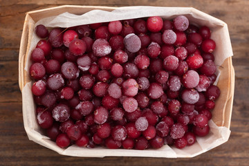 cranberries frozen heap closeup
