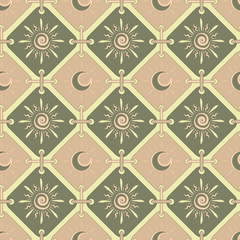 seamless background with sun and moon