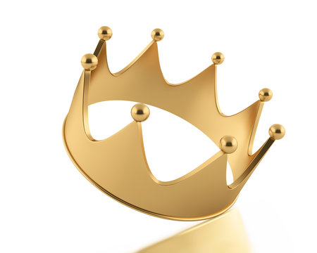 Golden crown isolated on a white background. High resolution 3D