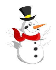 Happy Snowman Character with Hat