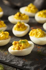 Rolgordijnen Homemade Spicy Deviled Eggs © Brent Hofacker