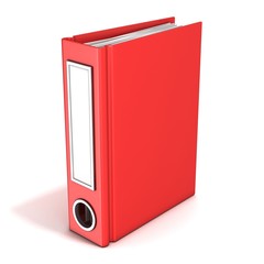 Red office folder, standing. 3D render illustration isolated