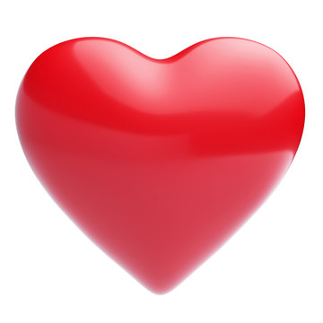 Isolated heart on shiny white background. High resolution 3D