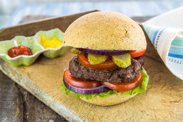 Homemade beef burger