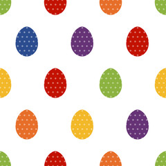 Spotted Bright Easter Egg Background / Flat Design / Seamless