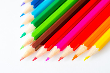 Pyramid of the colored pencils on paper