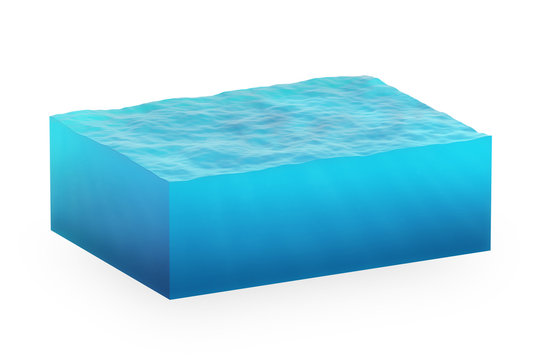 Isolated Cube Of Water On A White Background.