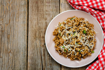 mushroom and barley stew with cheese
