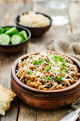 mushroom and barley stew with cheese