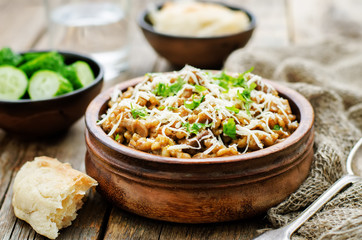 mushroom and barley stew with cheese
