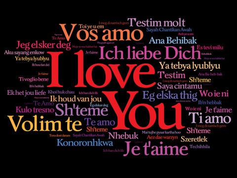 Vector love words "I love you" in all languages, words cloud