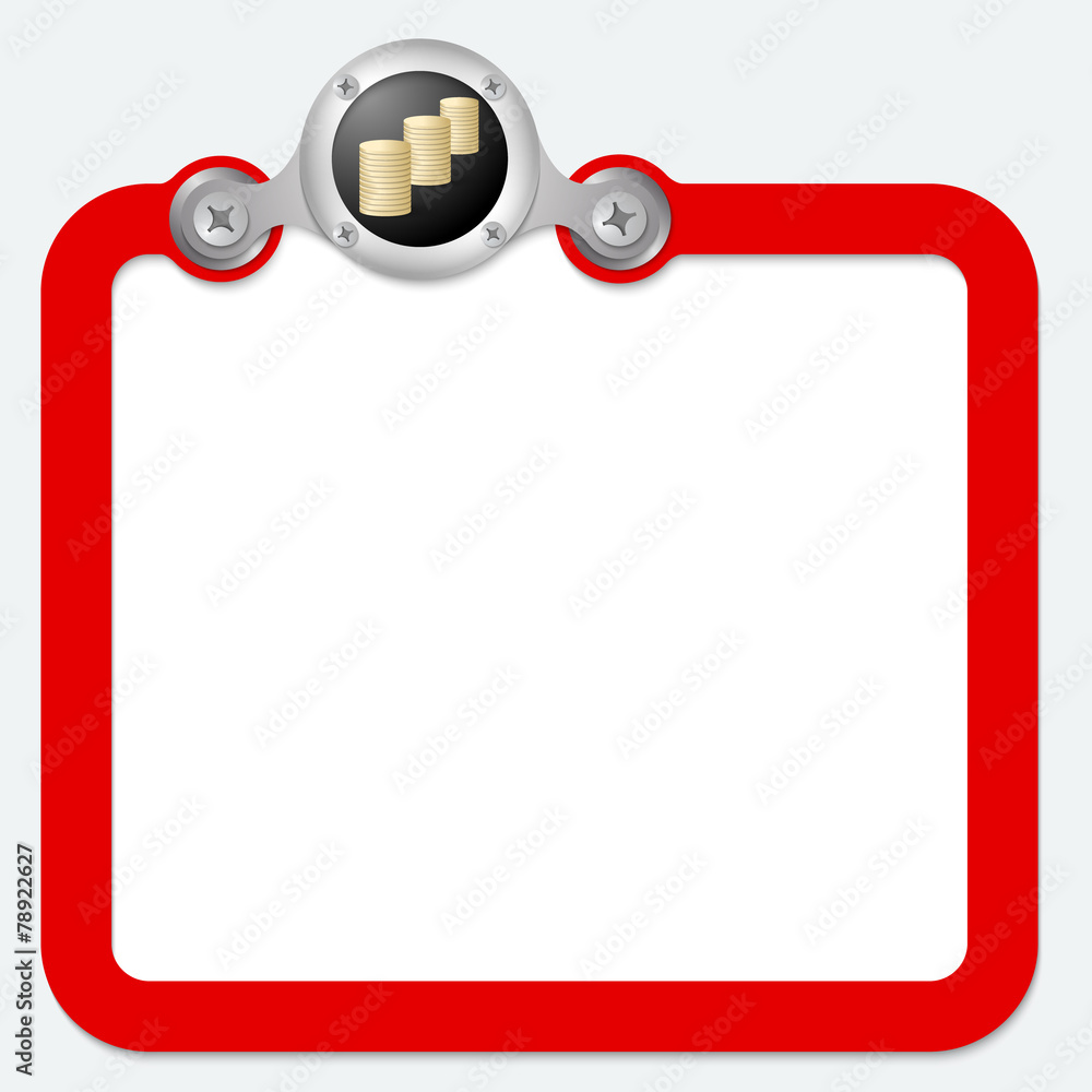 Poster red frame for text and coin