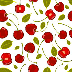 Seamless pattern various juicy fruit cherry vector
