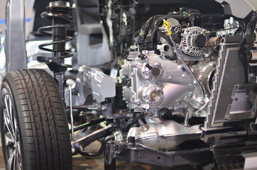Naklejka na ściany i meble section of new car engine