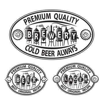 monochrome set of beer icons