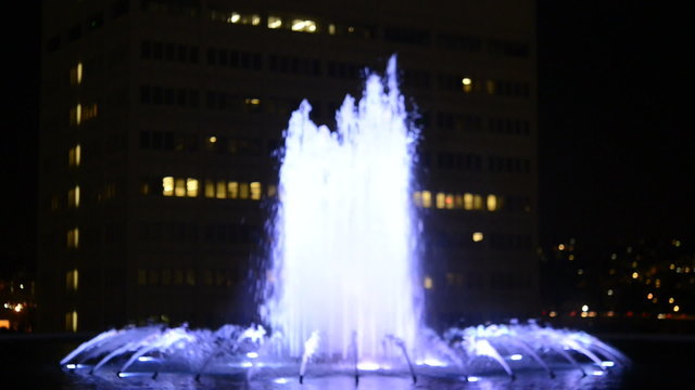 DWP Fountain at Night in Downtown Los Angeles