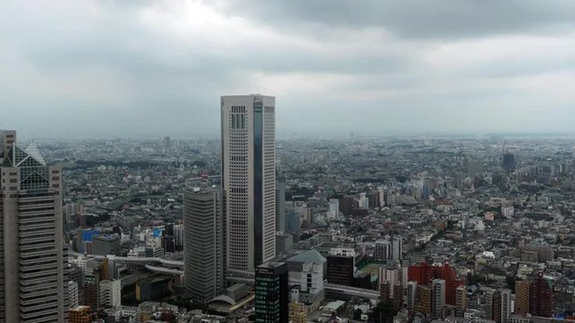 Time Lapse of Tokyo Skyline with Rain Clouds - Daytime
