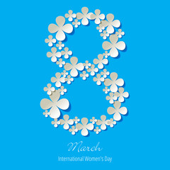 8 March Women's Day white blue