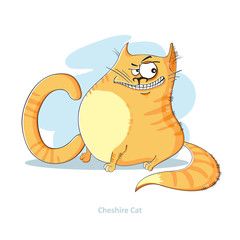 Cartoons Alphabet - Letter C with funny Cheshire Сat