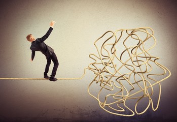 Businessman resolves the tangle